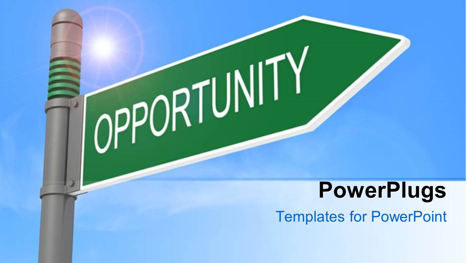 Glow in Blue Sky with Green Sign Post of Opportunity 