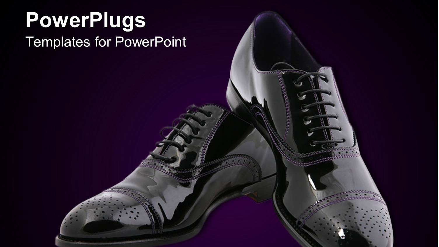 Glowing Black Men Elegant Shoes on Purple and Black Background