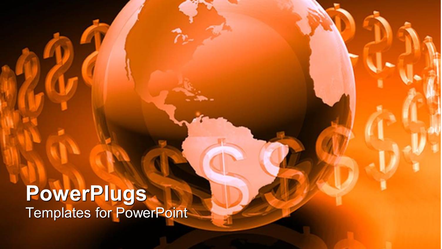 Glowing Brown and Pink Globe Surrounded by Translucent Dollar Signs