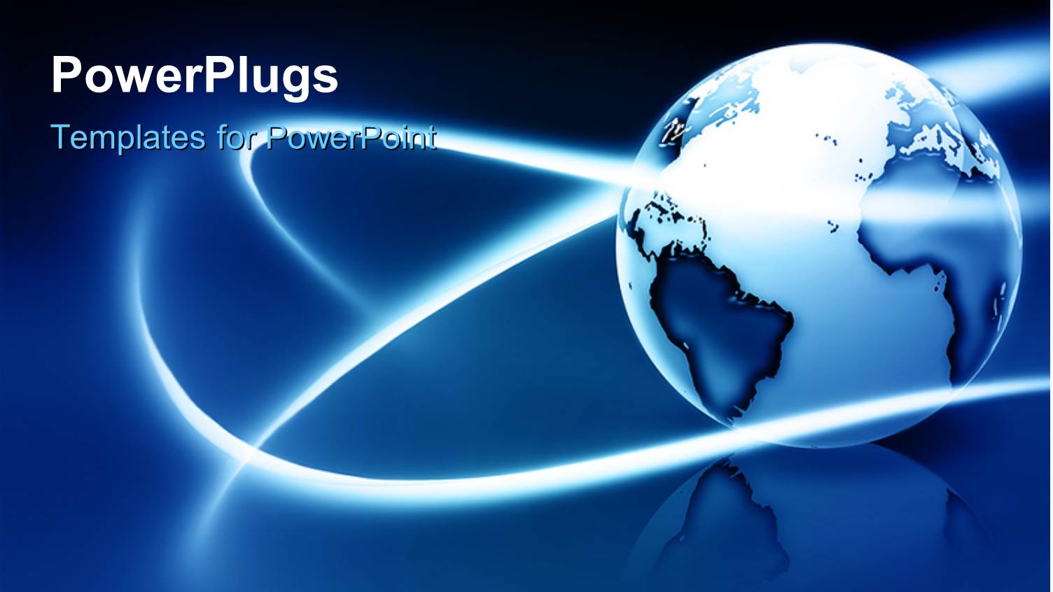 Glowing Earth Globe in Blue Background with Light Swirls