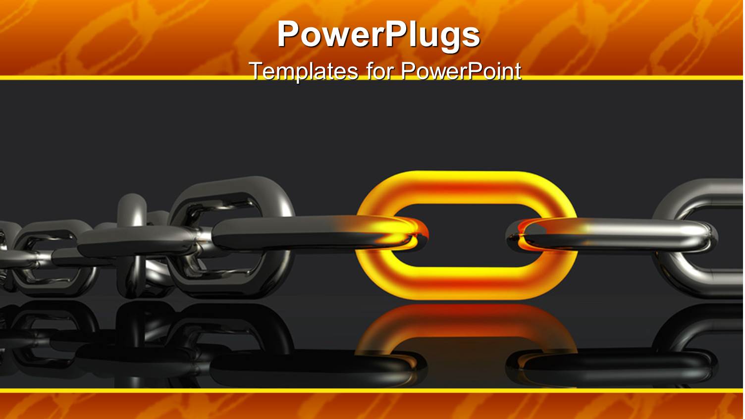 Glowing Gold Link in Steel Chain, Orange Chain Border