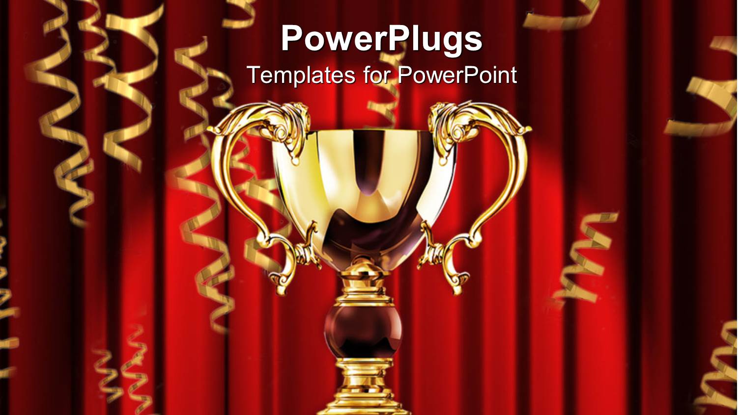 a Glowing Golden Trophy with Red Background Showing Victory