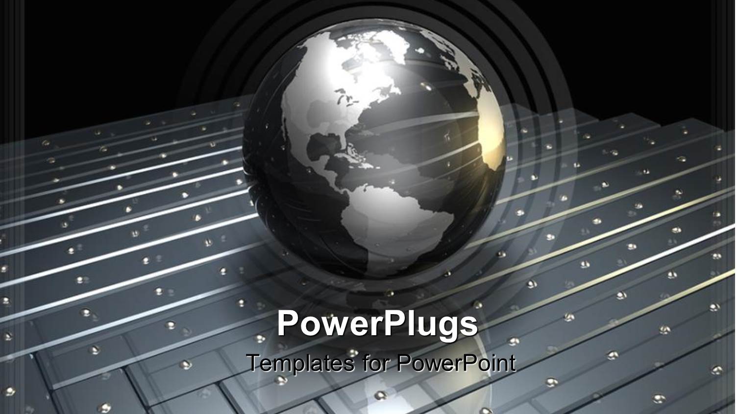 Glowing Grey Globe Resting on Metallic Surface