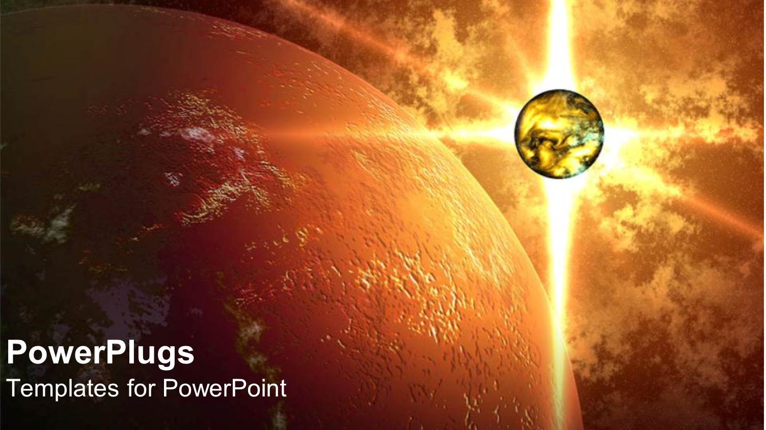 Glowing Planet Beside large Planet, Outer Space, Universe, Astronomy