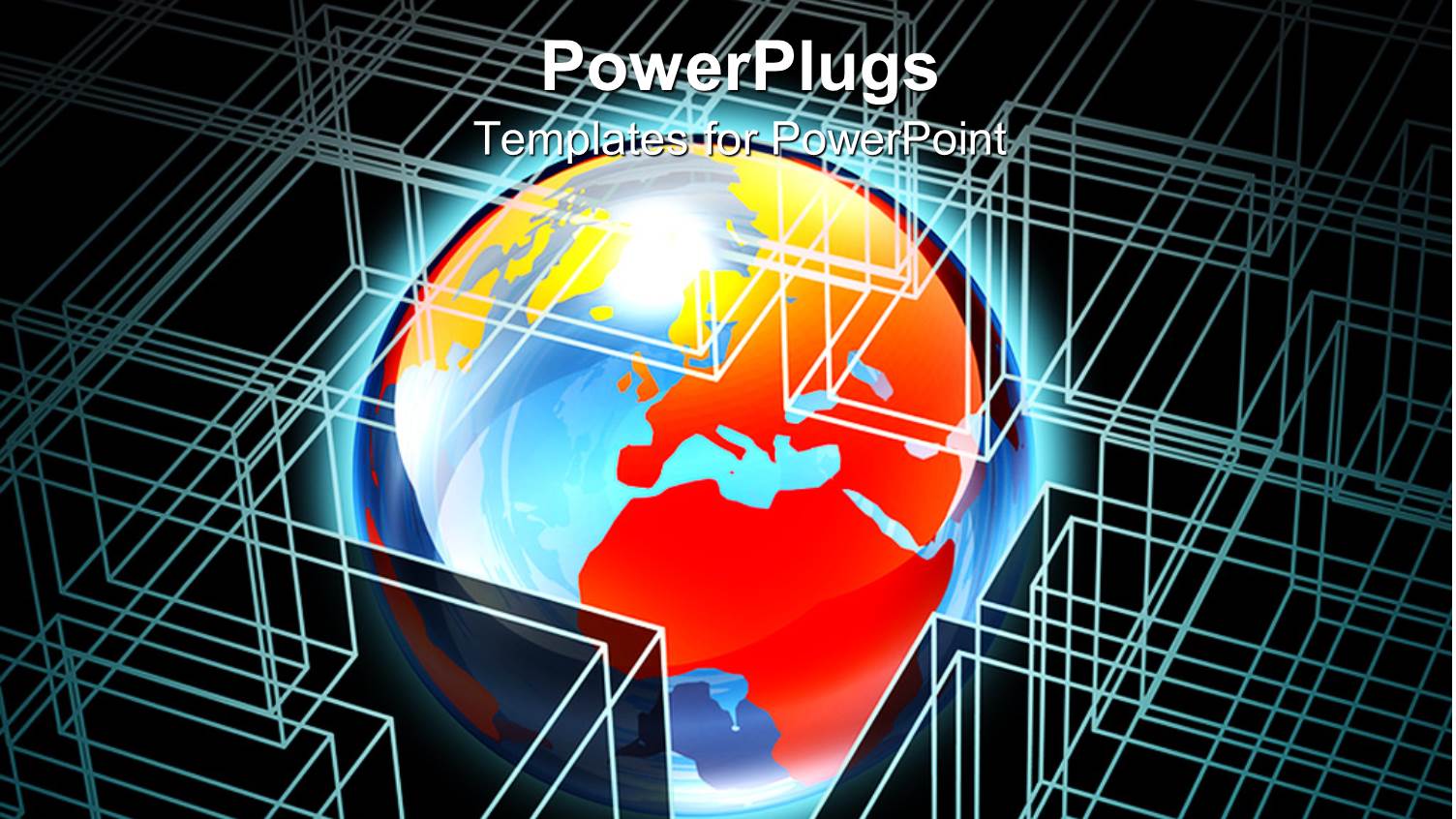 Glowing World Surrounded by Wire Frame, it, Computer Science