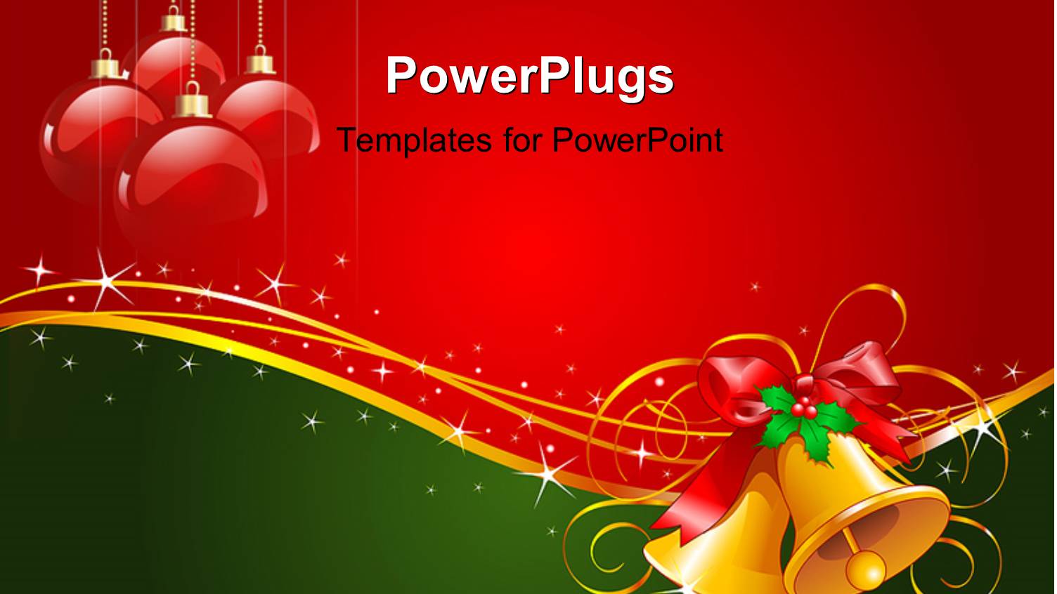 Gold Christmas Bells with Bow and Red Ornaments