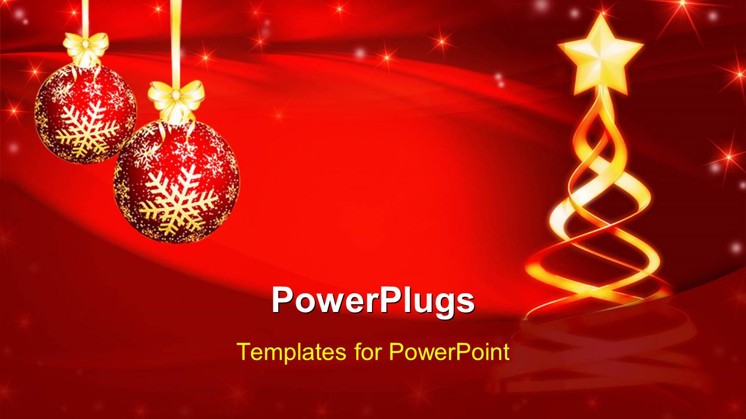 Christmas Decorations with Hanging Ornaments and Ribbon on Red Background