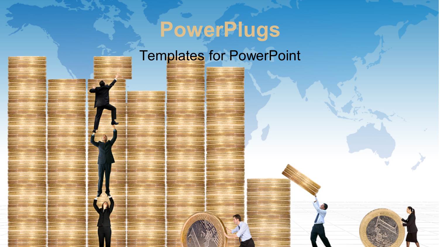 Gold Coins with Many Businessmen Around Showing Financial Background