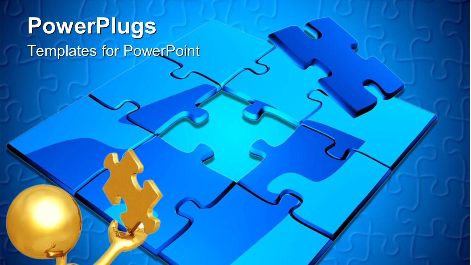 a Gold Colored 3D Human Character Holding Up a Puzzle Piece