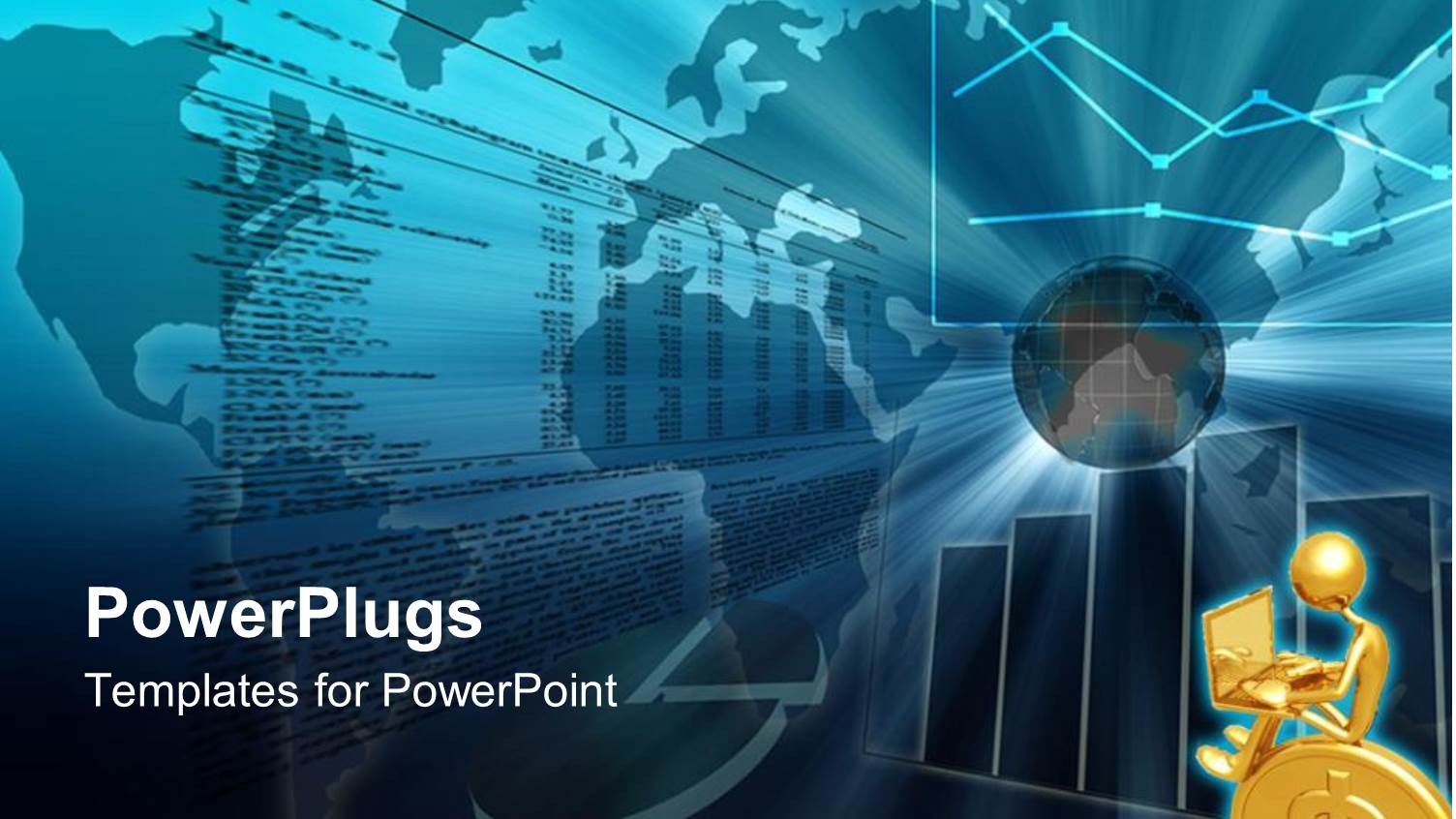 Gold Colored Animation of a Man Sitting on a Dollar Con with a Laptop