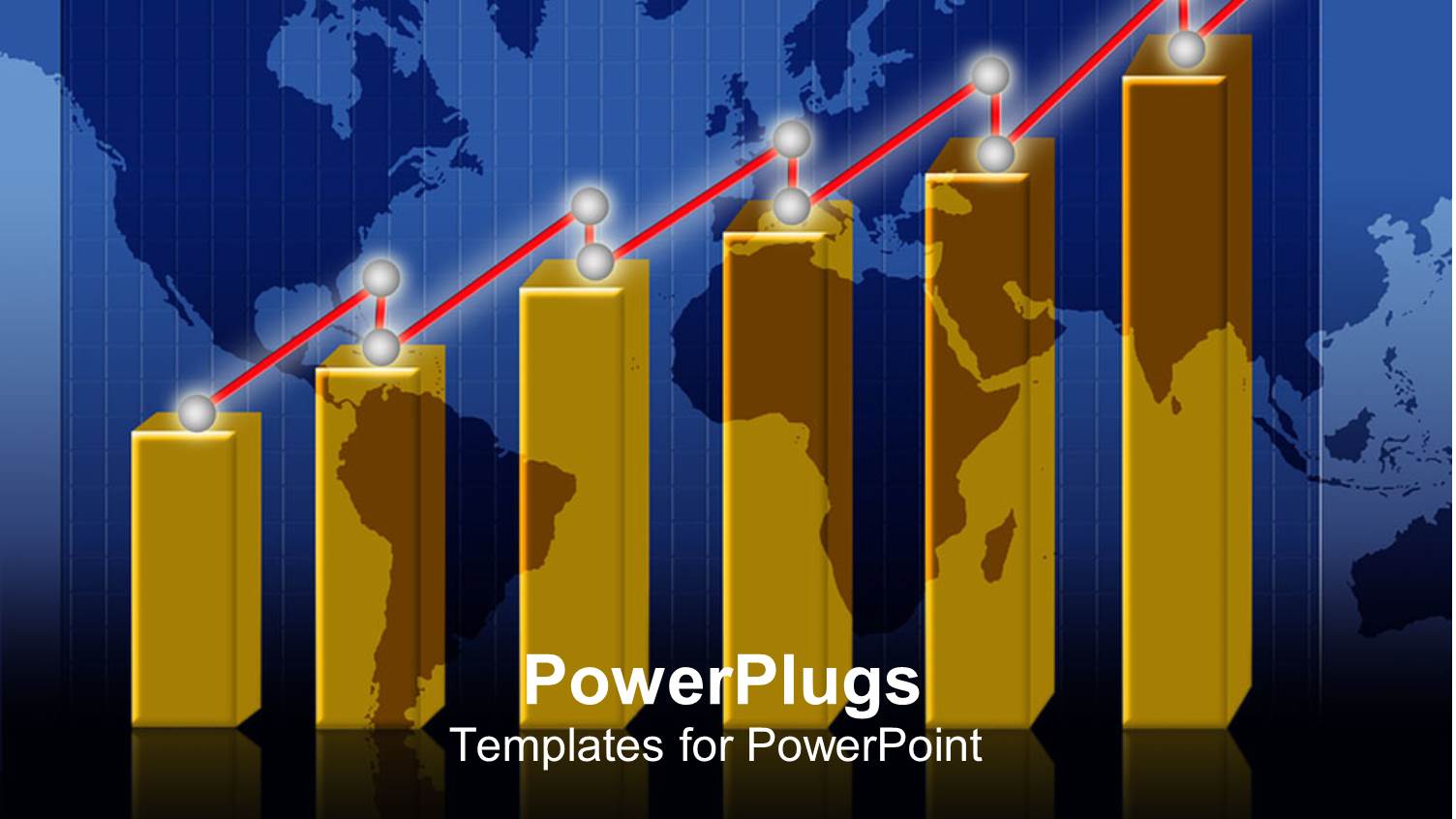Gold Colored Bar Chart on a Blue Map Background