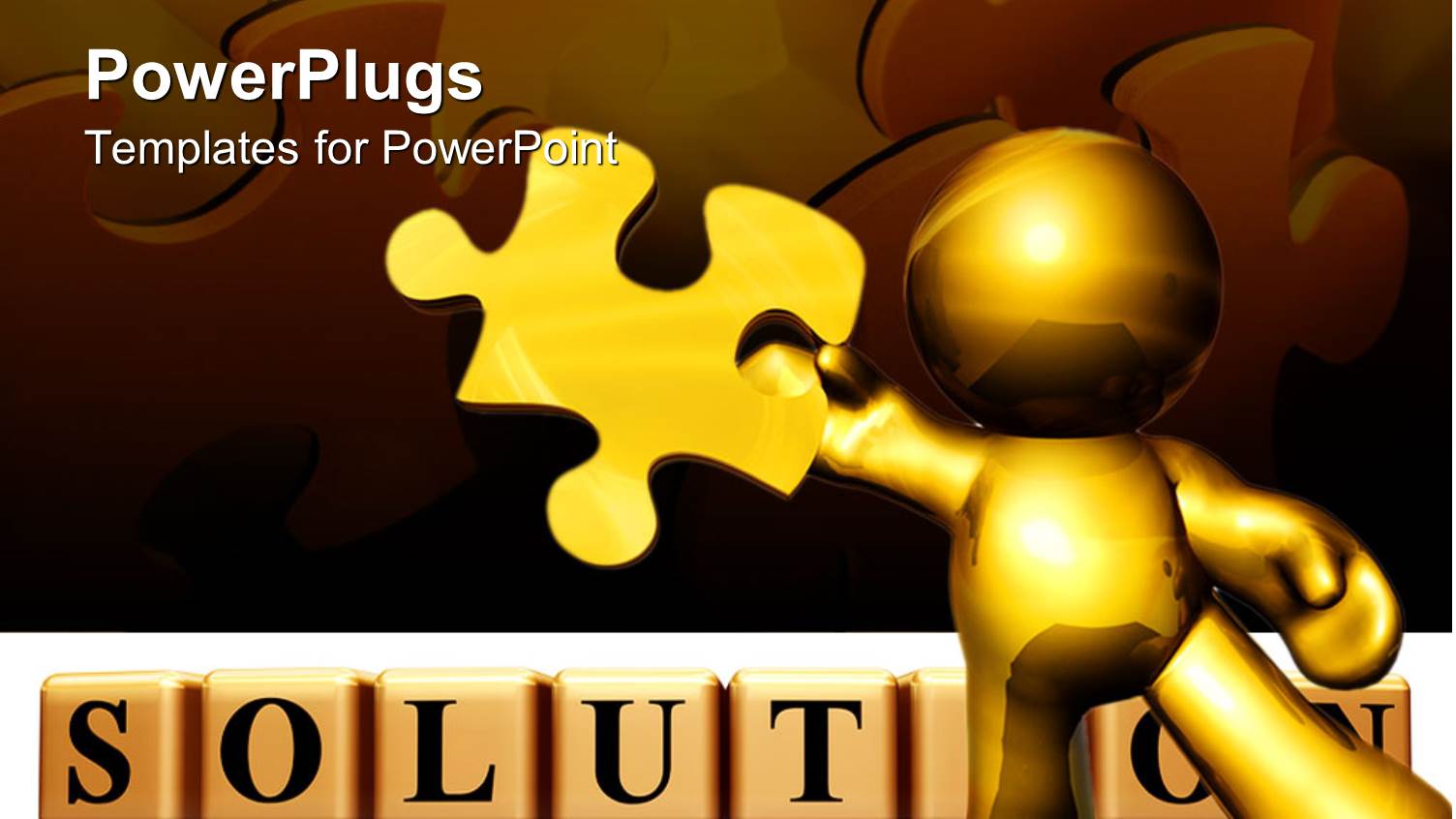 a Gold Colored Character Holding a Golden Puzzle Piece with a Text that Spells Out the Word 