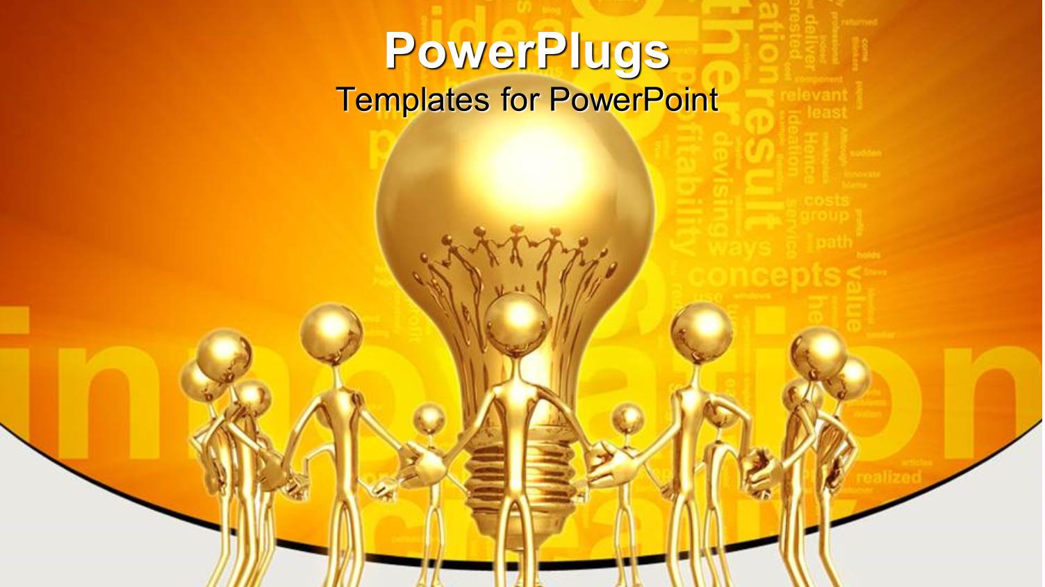 Gold Colored Characters Holding Hands Around a Golden Bulb