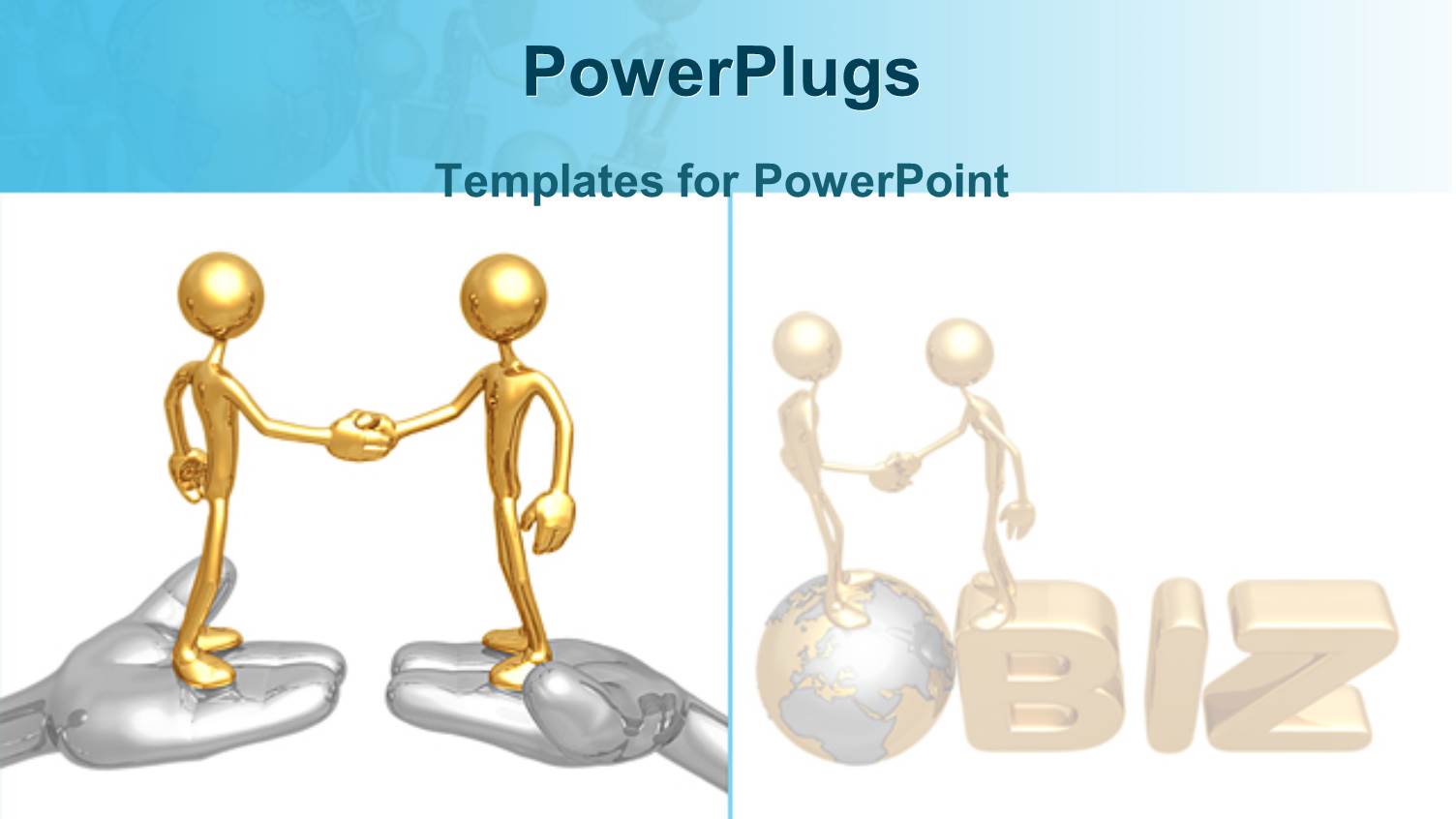 Gold Colored Characters Shaking Hands with a Text that Spells Out the Word 