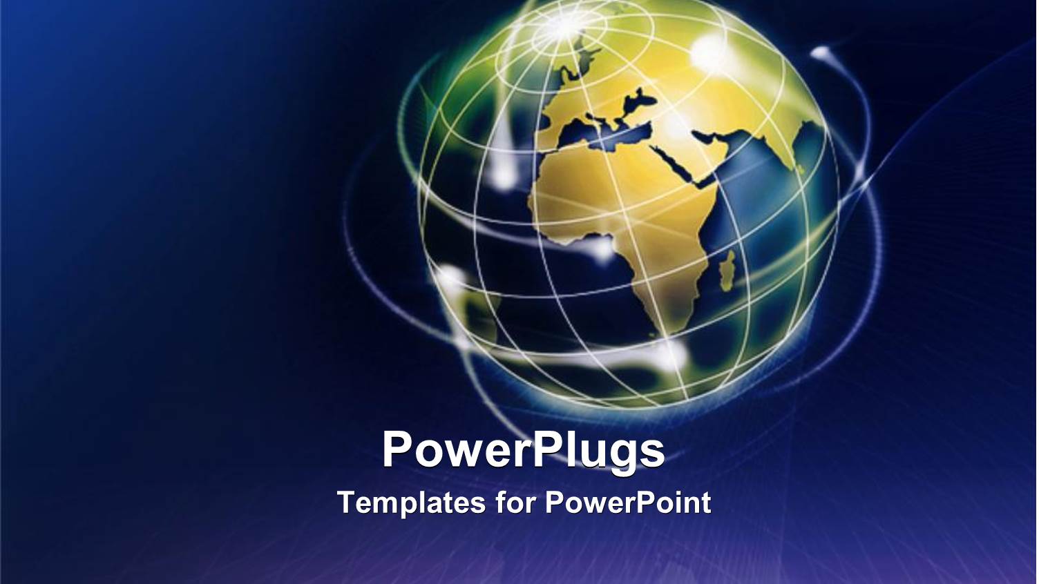 Gold Colored Earth Globe with Lights on a Blue Background