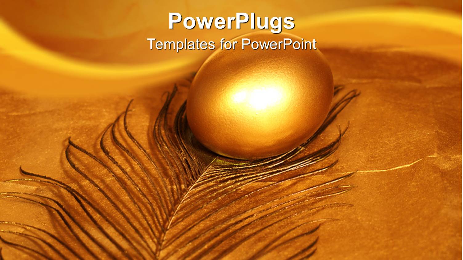 a Gold Colored Egg on a Dirty Gold Feather