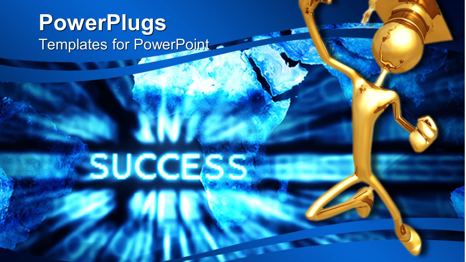 Gold Colored Human Figure with a Graduation Cap Happily Jumping