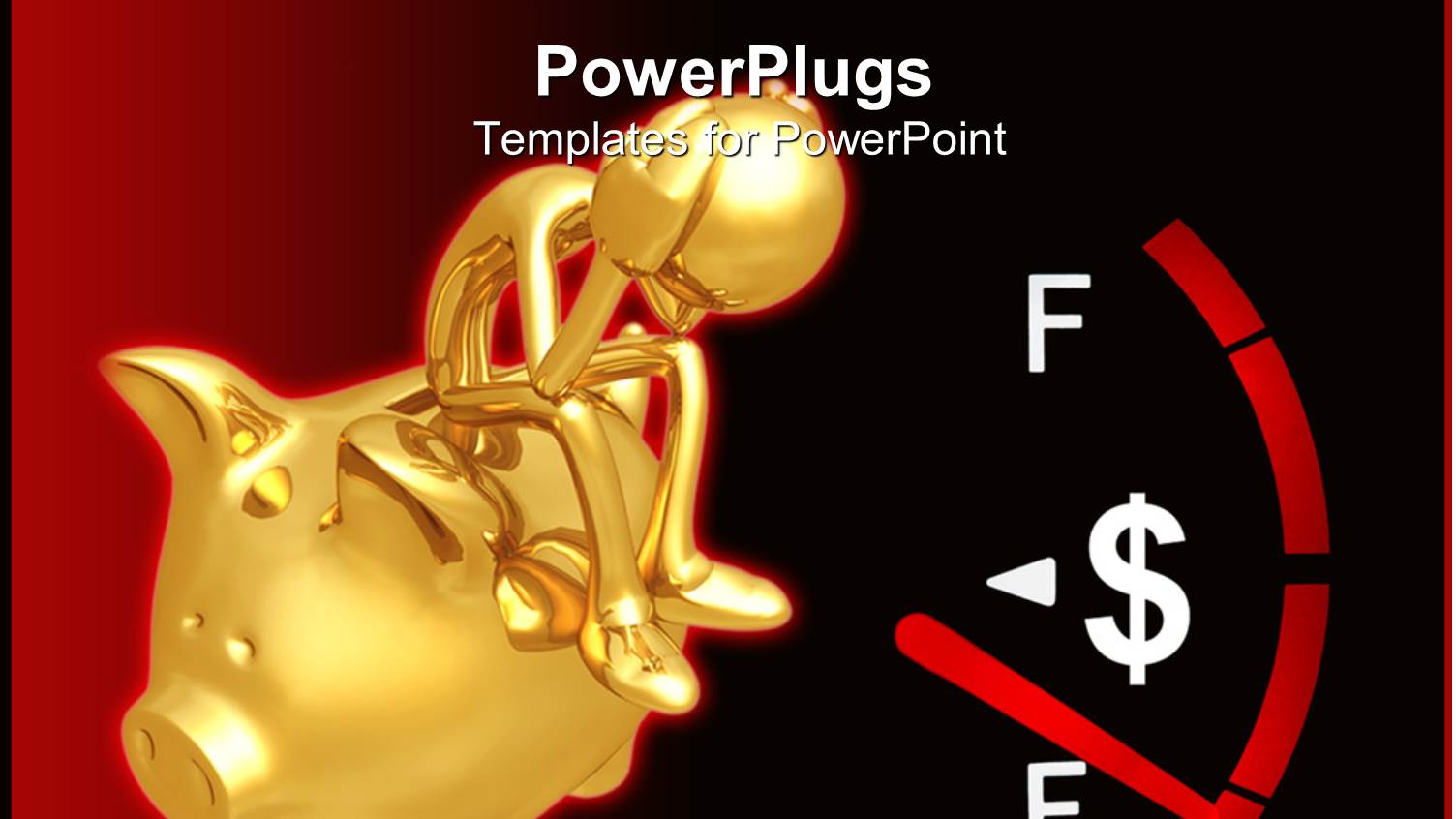 Gold Colored Human Figure Sitting on a Piggy Bank