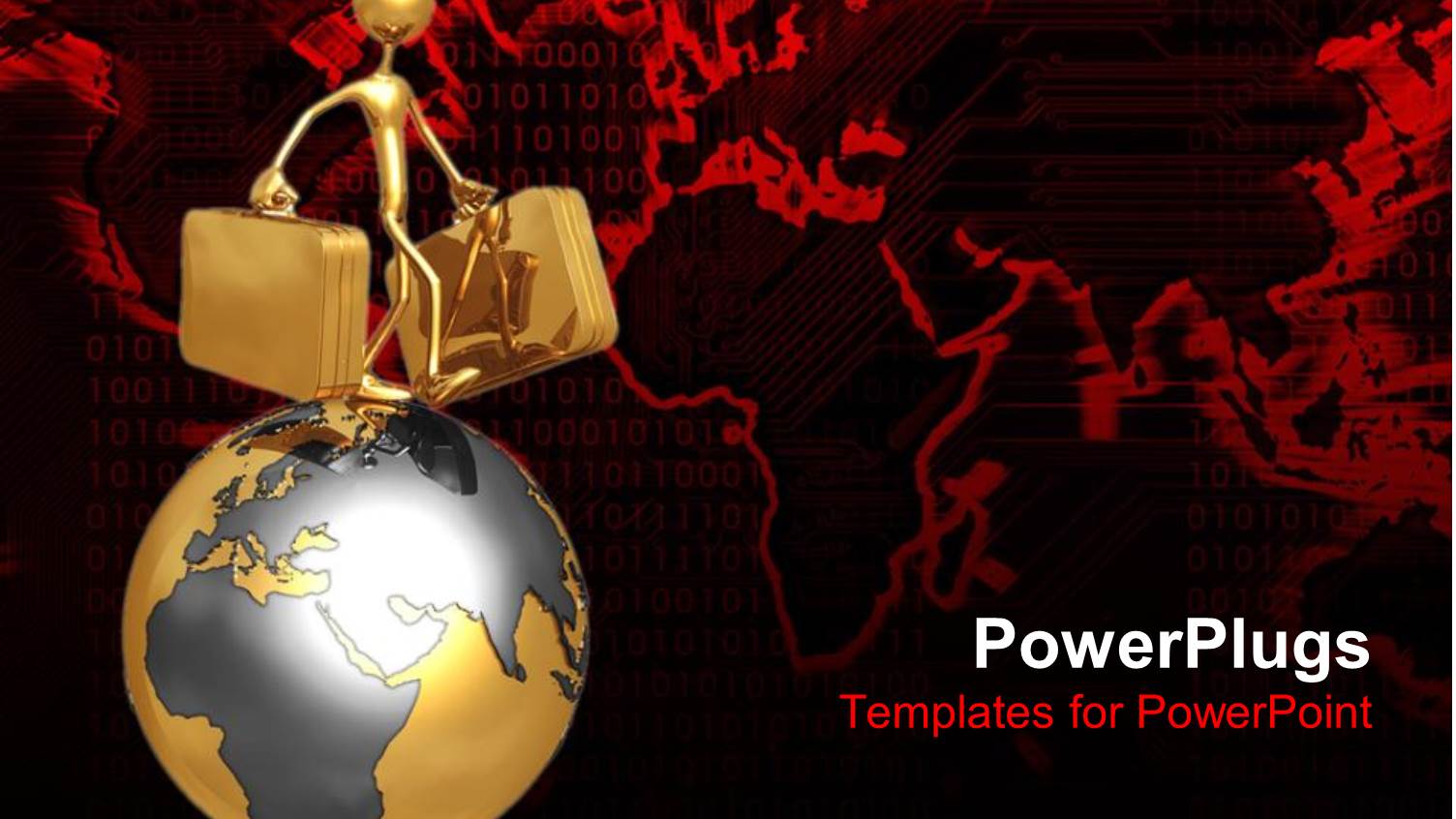 Gold Colored Human Figure Walking on an Earth Globe