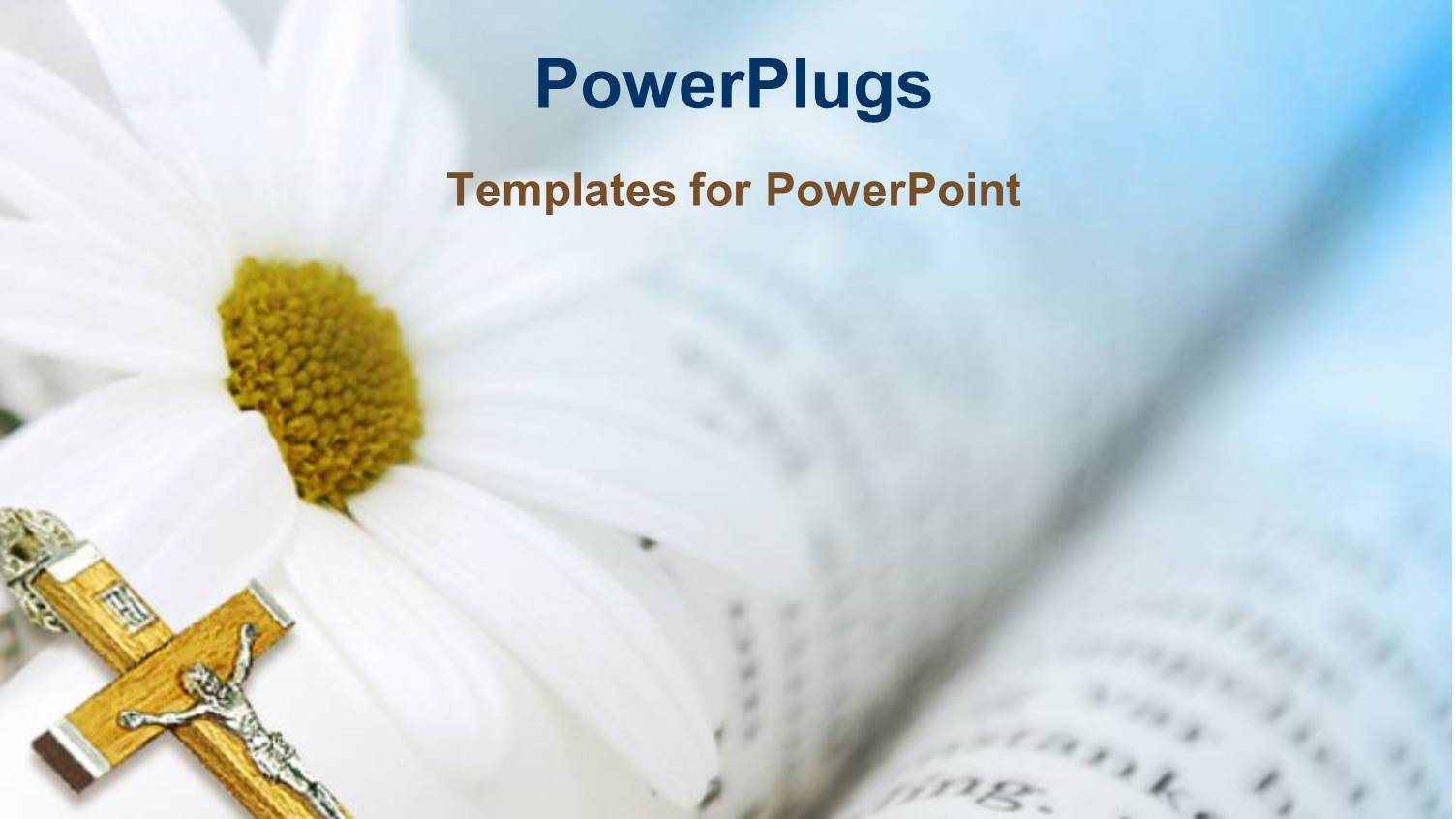 Gold Crucifix with White Daisy on Open Bible