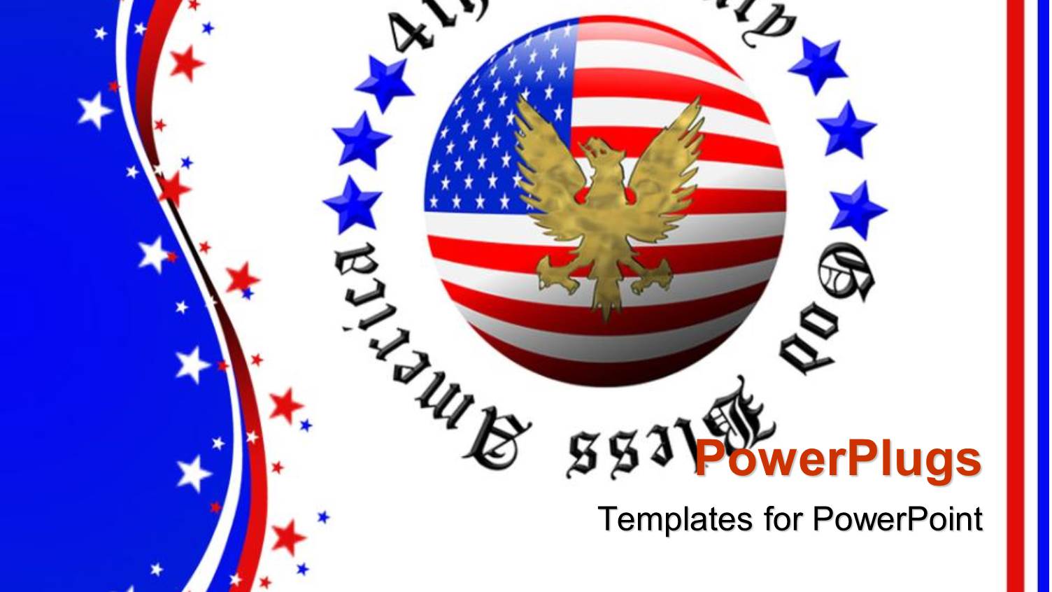 Gold Eagle with Wings Spread on American Flag Sphere Surrounded by 4th of July God Bless America