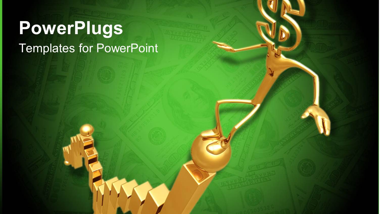 Gold Figure with Dollar Sign Head Standing on Newel Post Ball