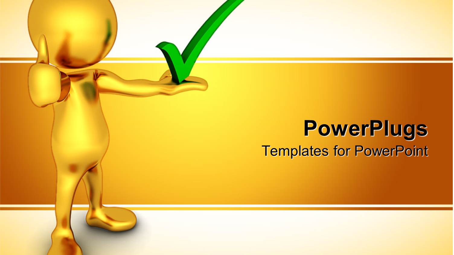 Gold Figure Holding Green Check Mark