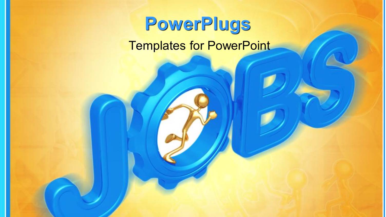 Gold Figure Running Inside a Gear in the Word Jobs