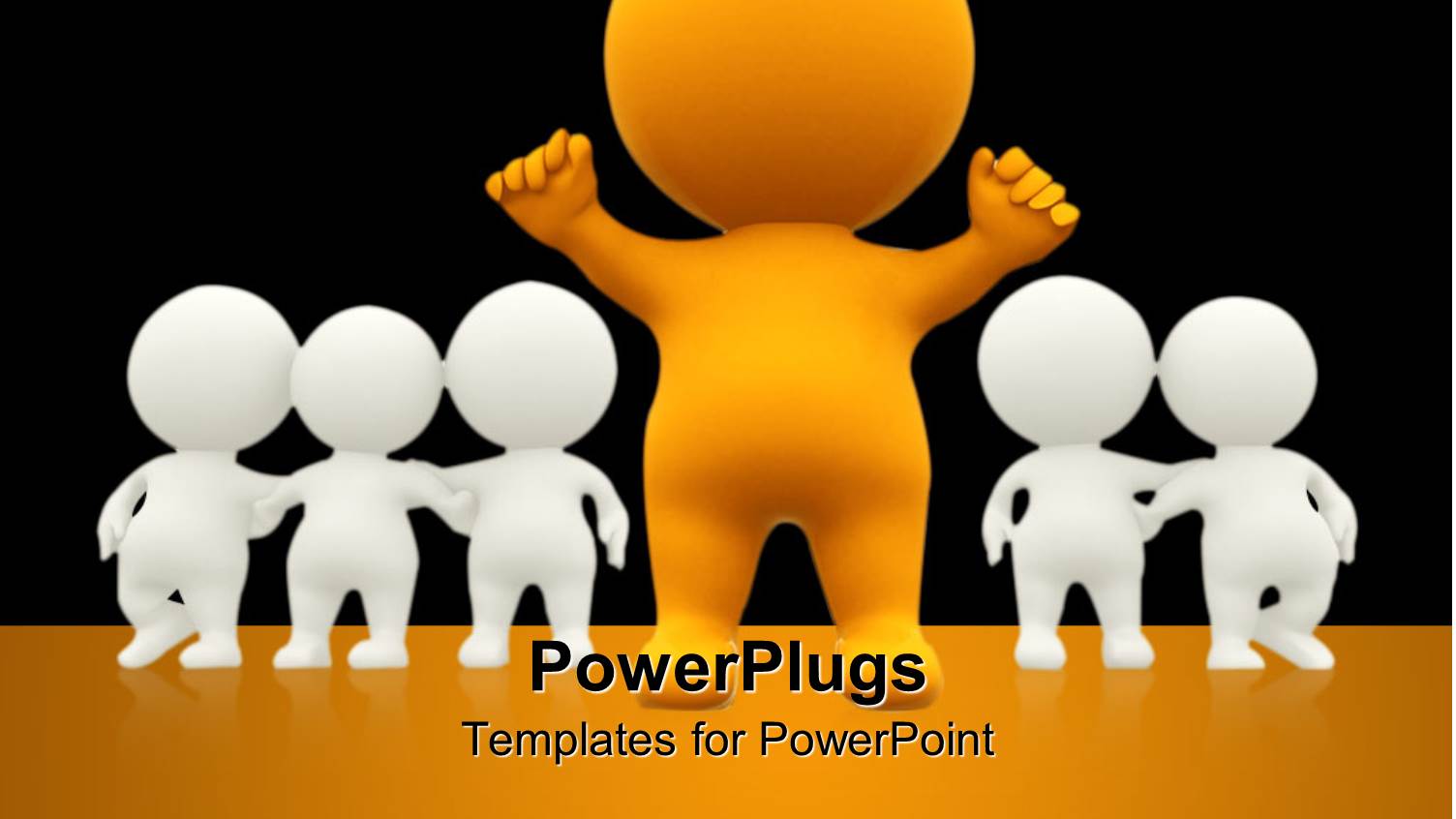 Gold Figure in Victory Pose Leading Group of Hugging White Team Mates