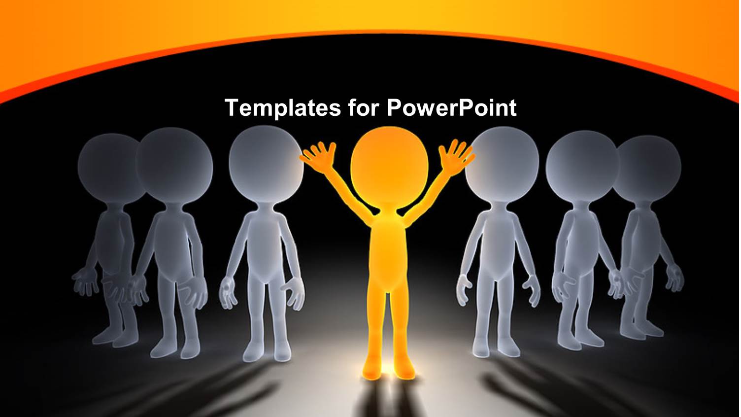 Gold Figure in Victory Pose Under Spotlight with Group of Gray Figures in Shadow