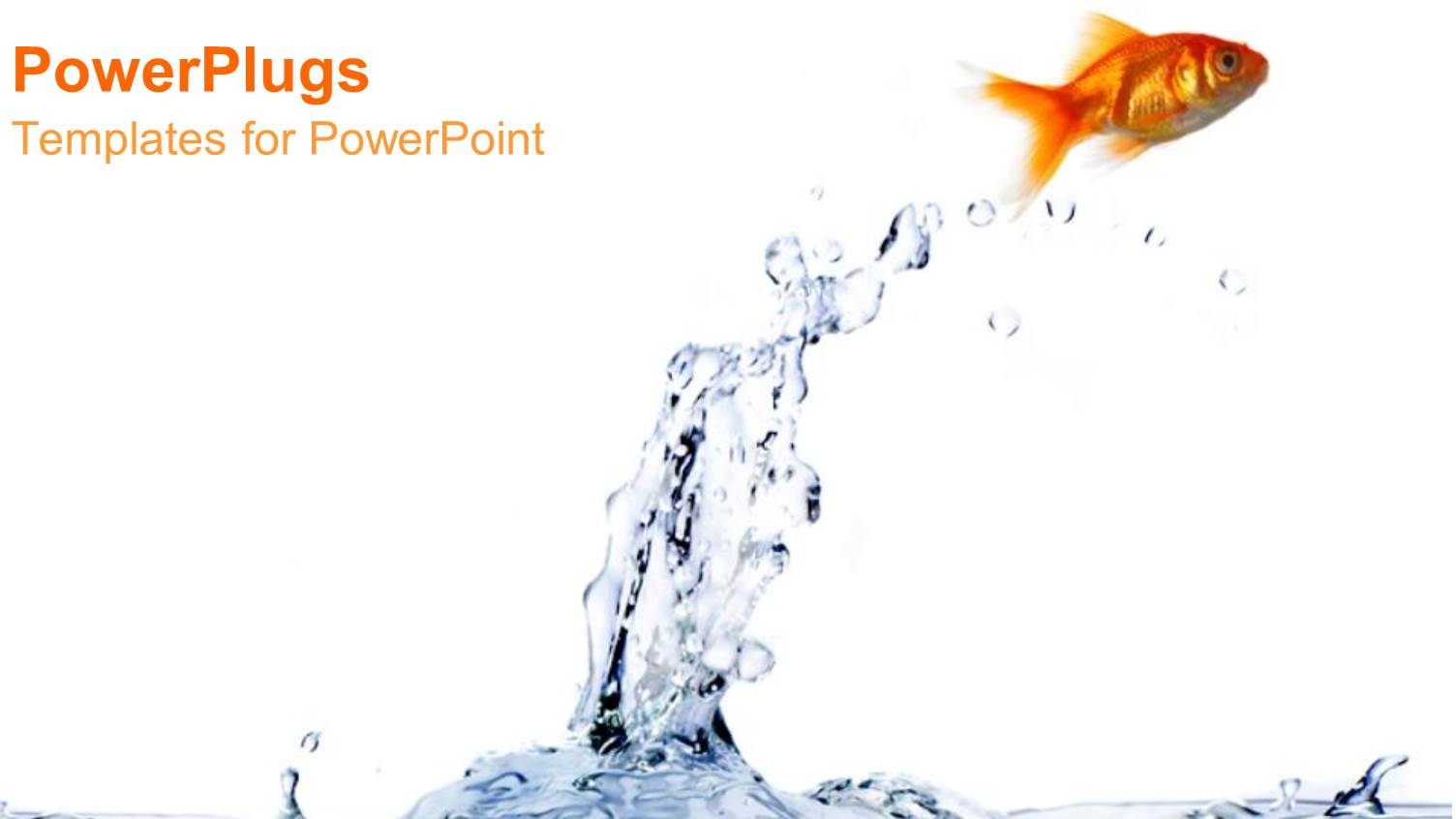 a Gold Fish Jumping Out of the Blue Water with a White Background as a Metaphor