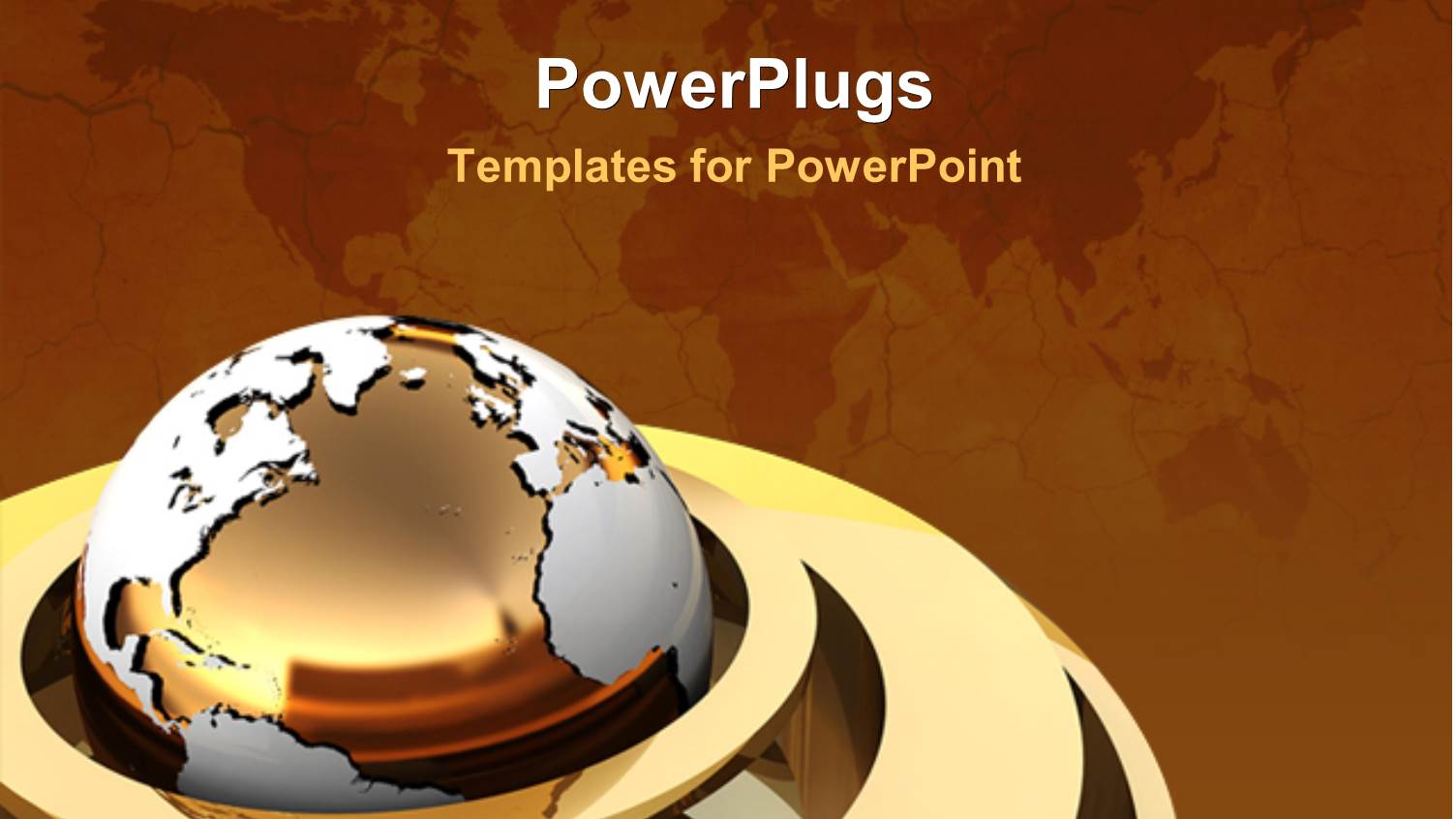 Gold Globe Continents Earth Map Brown Background