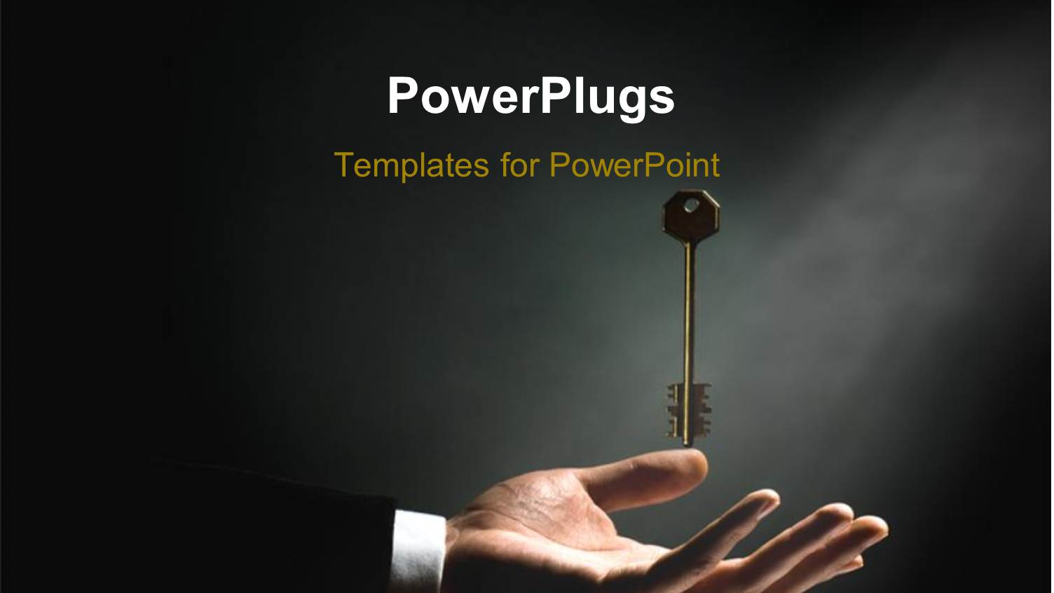 Gold Key Dropping in Man's Hand Over Black Background 