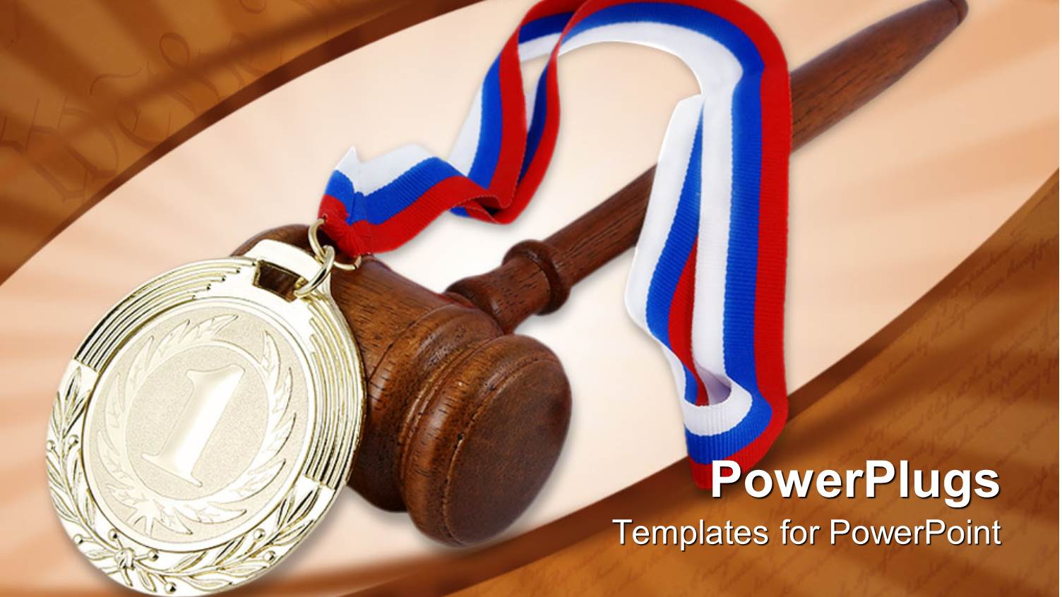 Gold Medal with Red White and Blue Ribbon, Judge Gavel, Winner, Competition