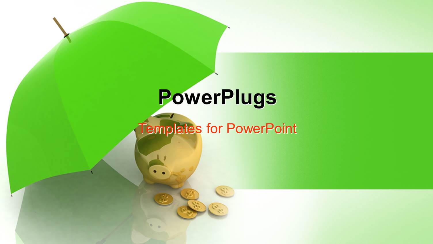 Gold Piggy Bank and Coins Under Green Umbrella