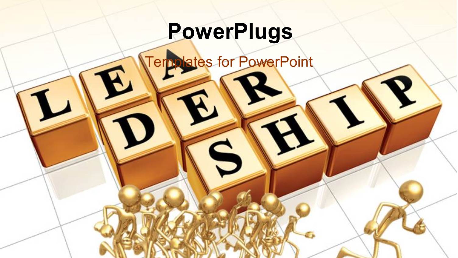 Gold Plated 3D People Running with Cubes Depicting Leadership