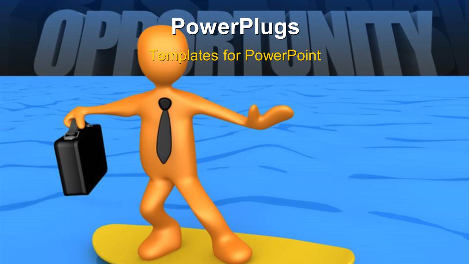 Gold Plated Business Man Surfing in Sea of Opportunity