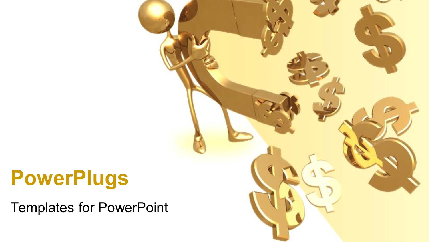 Gold Plated Man Carries Magnet Attracting Dollar Symbols