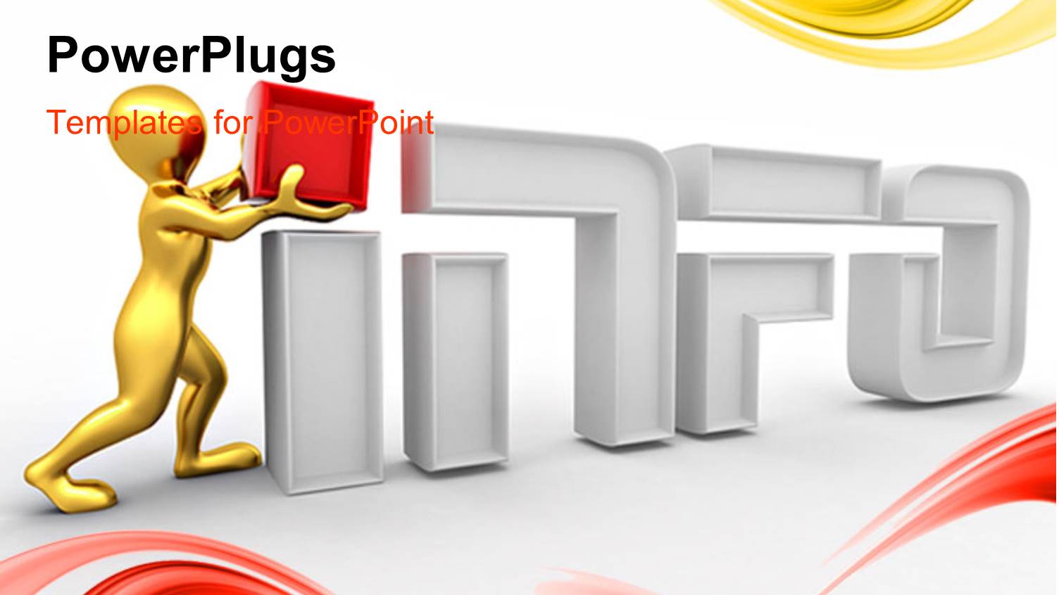 Gold Plated Man Completing 3D Word INFO