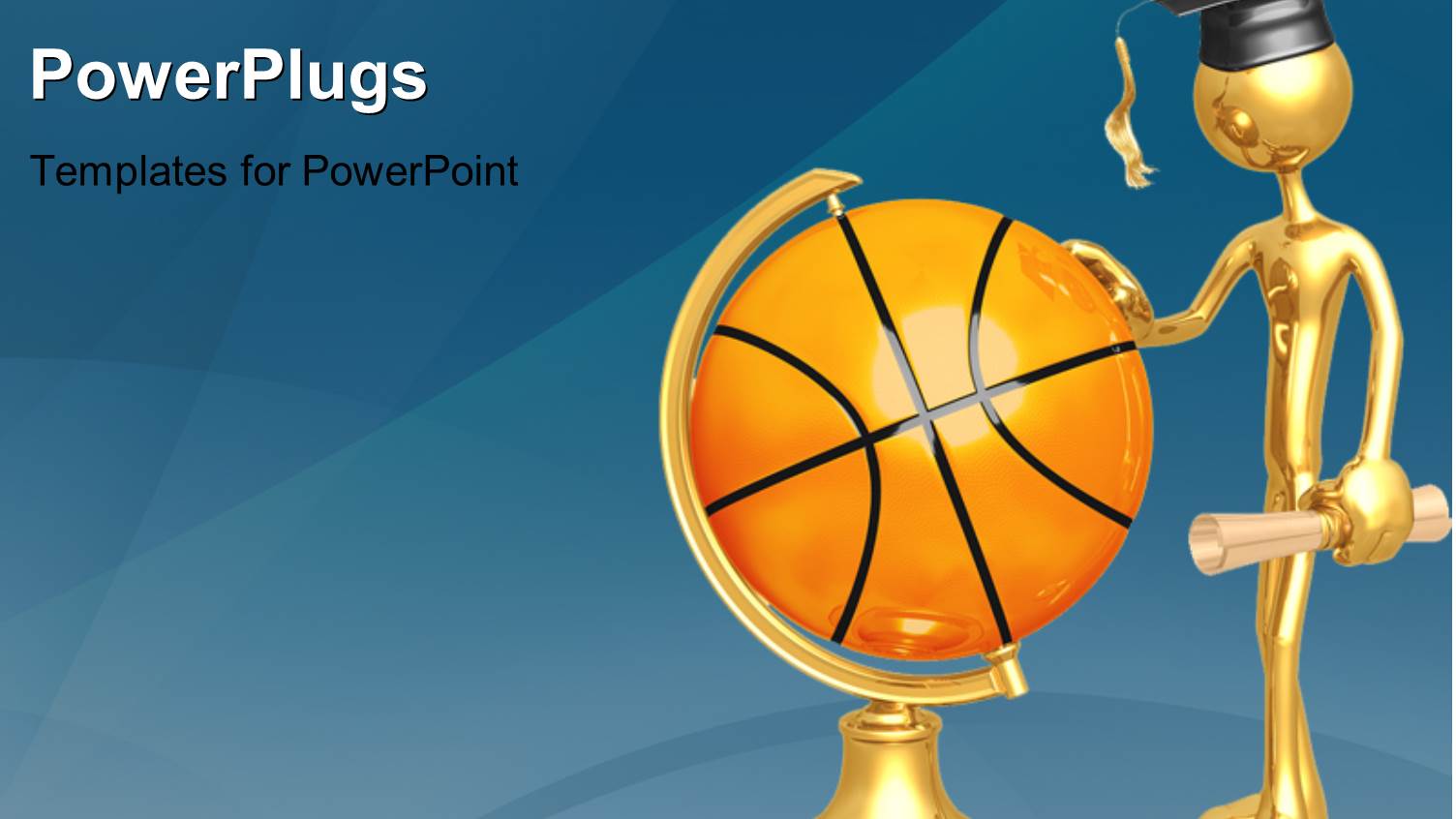 Gold Plated Man with Graduation Cap and Diploma Touching Globe