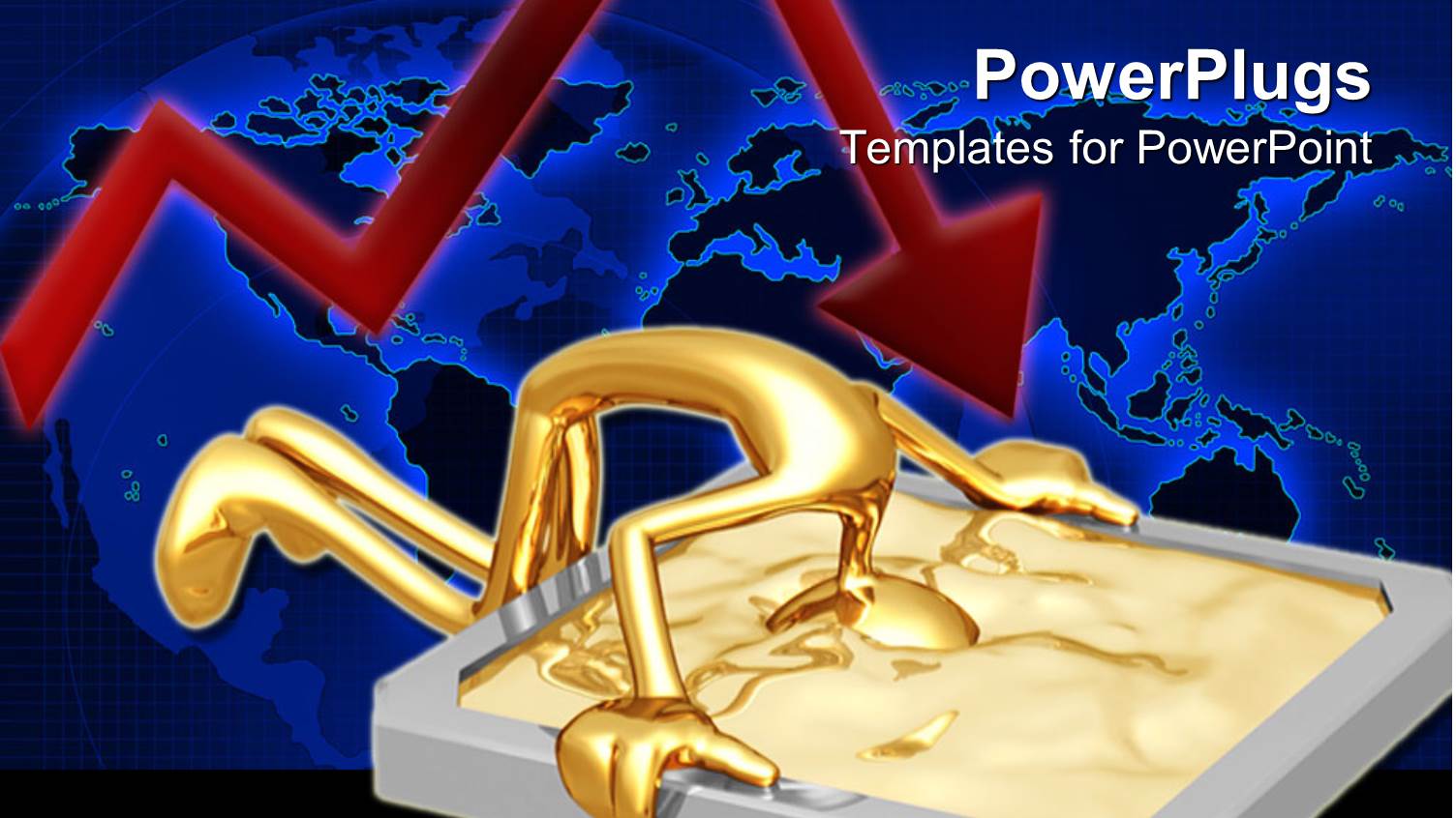 Gold Plated Man Hides Head in Liquid as Graph Shows Loss