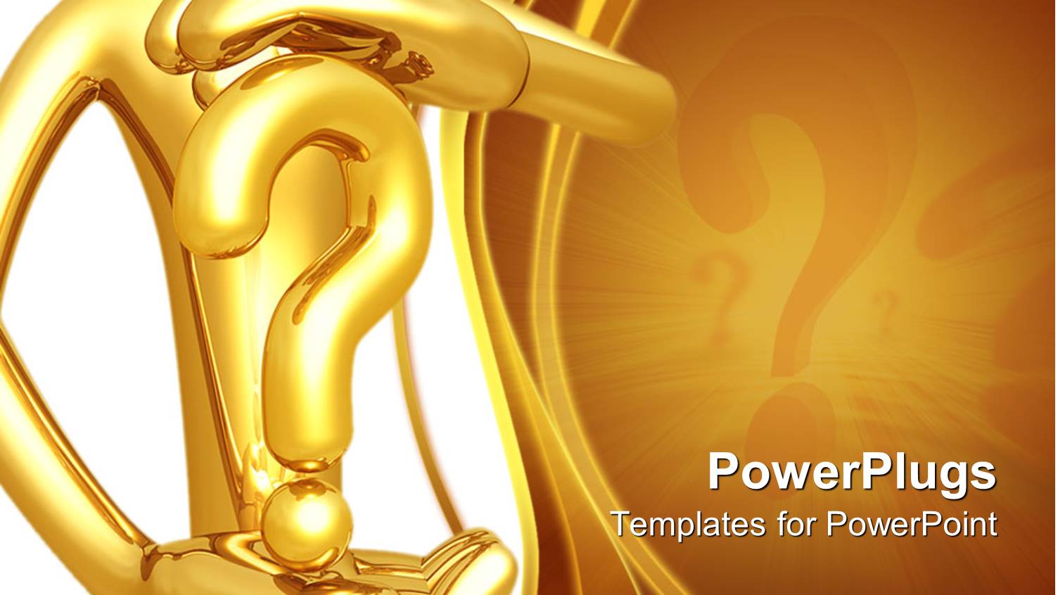 Gold Plated Man Holding Gold Question Mark Symbol in Hand