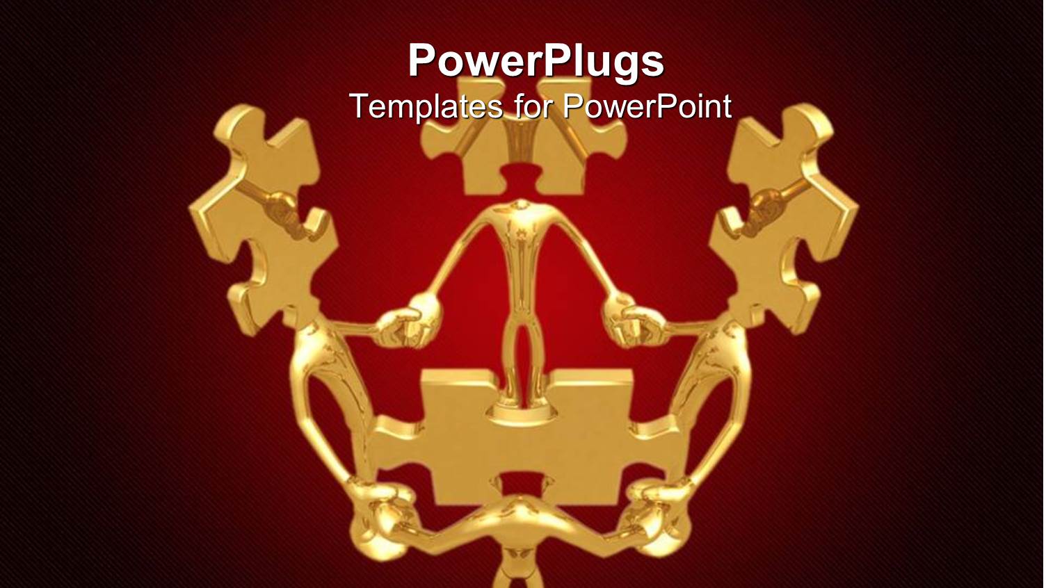 Gold Plated Men with Puzzle Piece Heads Hold Hands