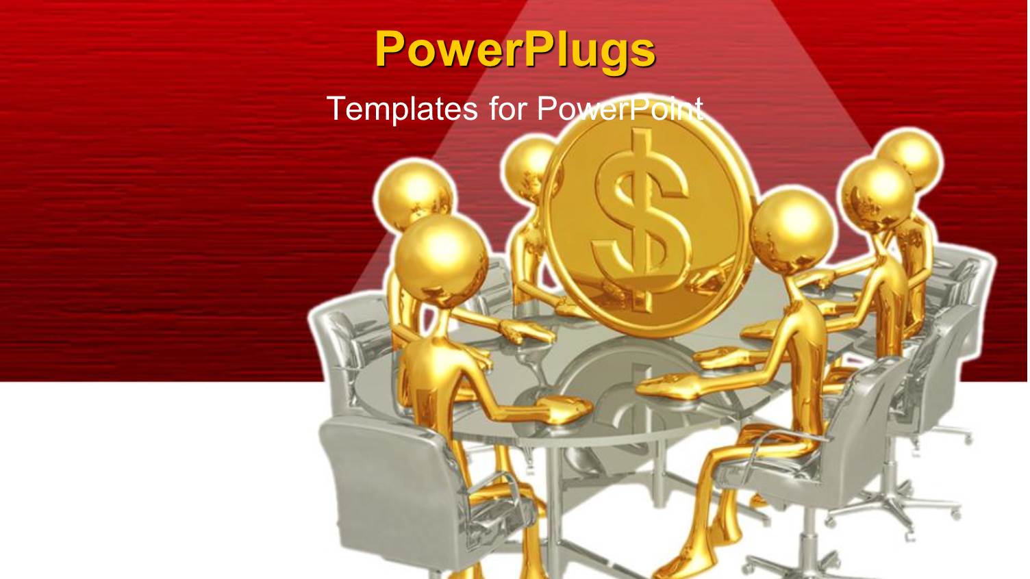 Gold Plated Men Sit Round Table with large Gold Coin in Center