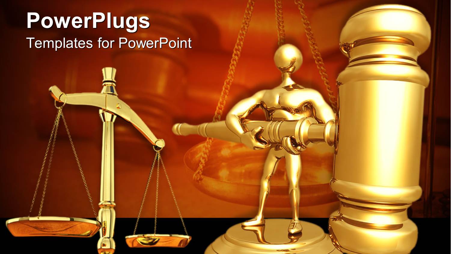 Gold Plated Weighing Scale with Man Holding Gavel Depicting Justice