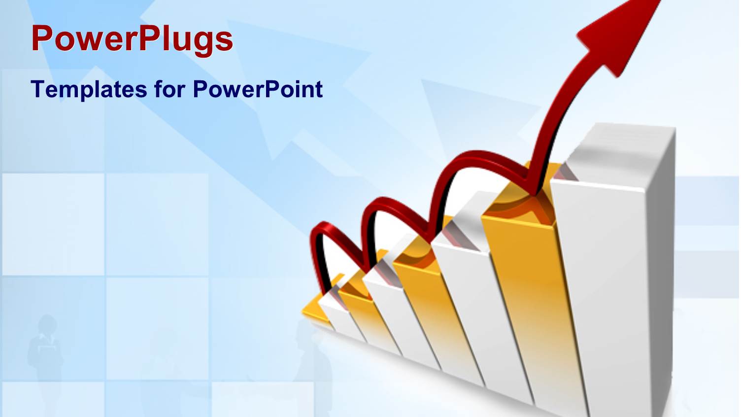 Gold and Silver Colored Bar Chart with a Red Arrow