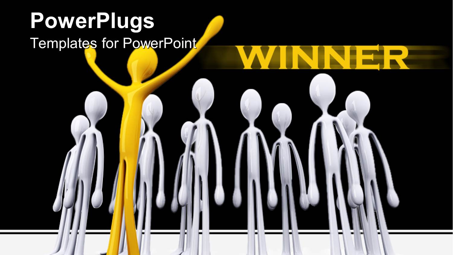 Gold Winner Celebrating with Silver Losers, Success Metaphor, Competition, Business