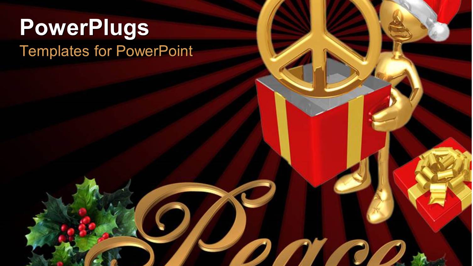 a Golden Character Wearing a Christmas Cap Holding Red and Yellow Box