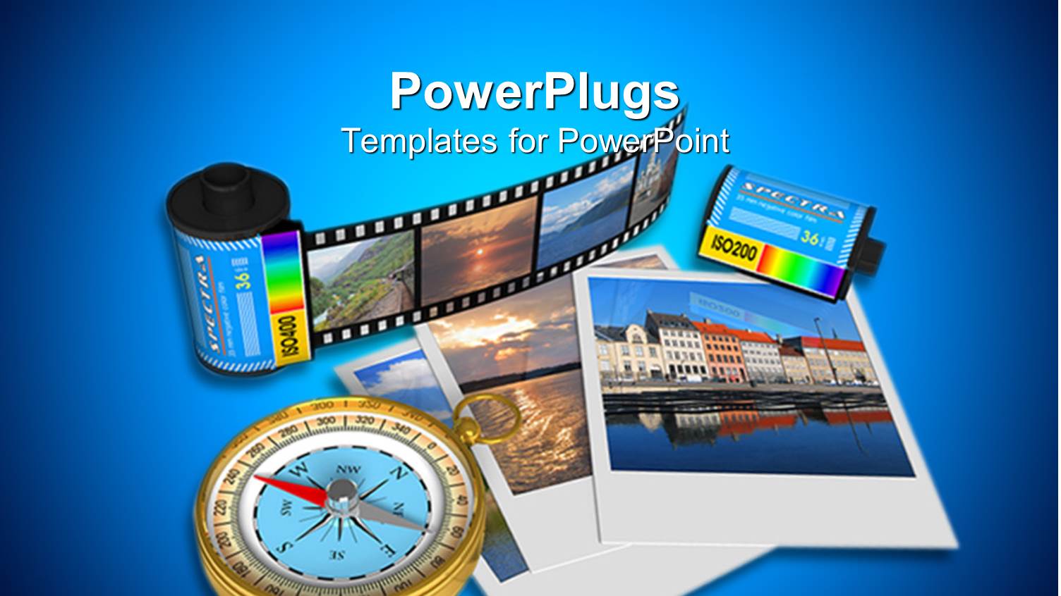 Golden Compass Pictures and Film Canisters on Film Strip