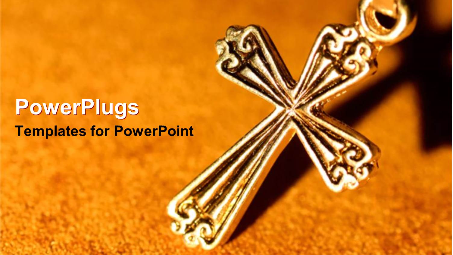 Golden Crucifix on Grain Patterned Yellow Background